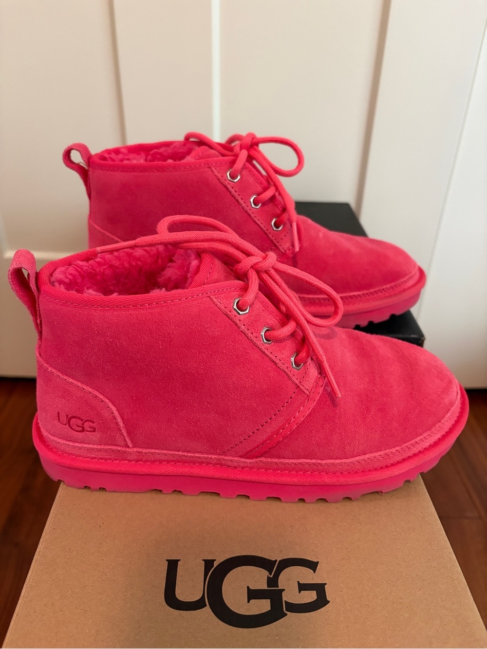 UGG Women’s Vibrant Pink Suede Lace-Up Bootie